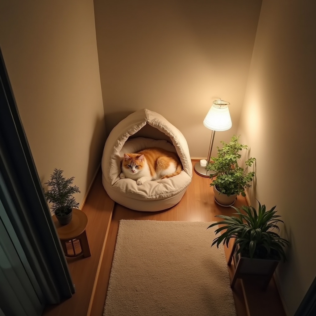 Sala tranquila para gatos alejada del ruido de los perros