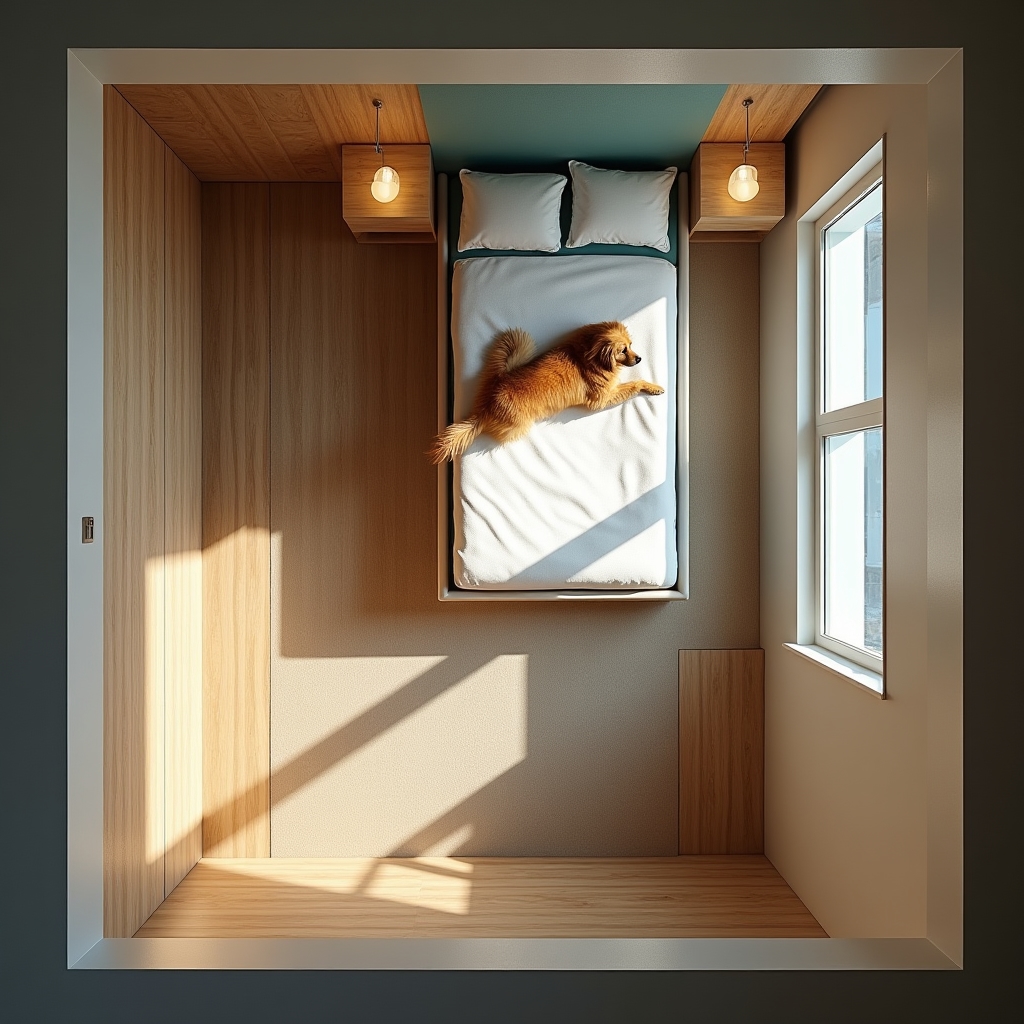 Suite amplia para perros de talla grande con cama elevada y zona de descanso